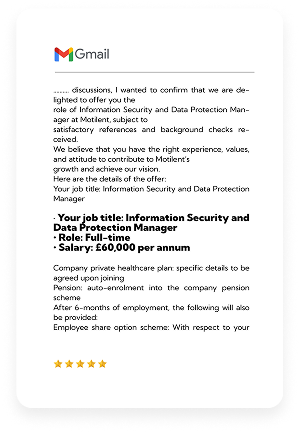 Testimonial offer letter