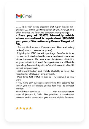 Testimonial offer letter