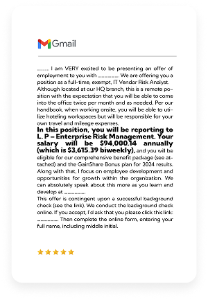 Testimonial offer letter