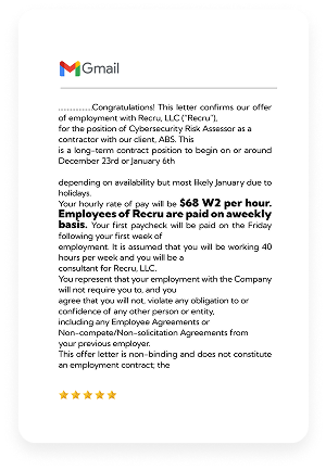 Testimonial offer letter